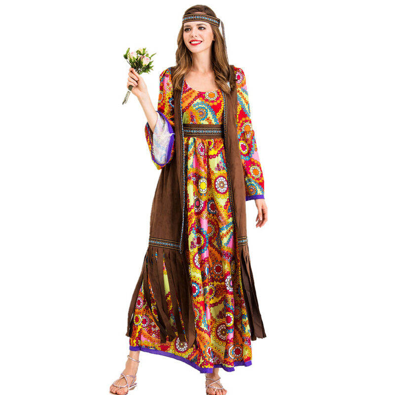 70s Long Dress Hippie Costume