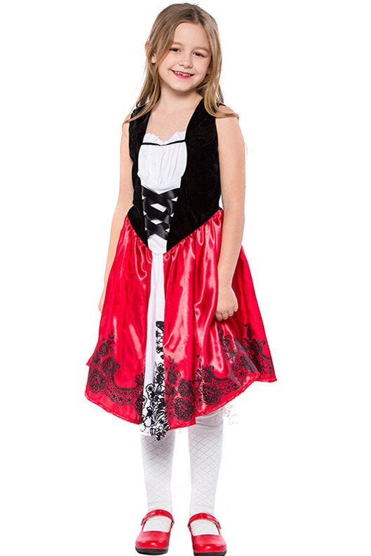 Kid's Little Red Riding Hood Costume. Dress and Cape