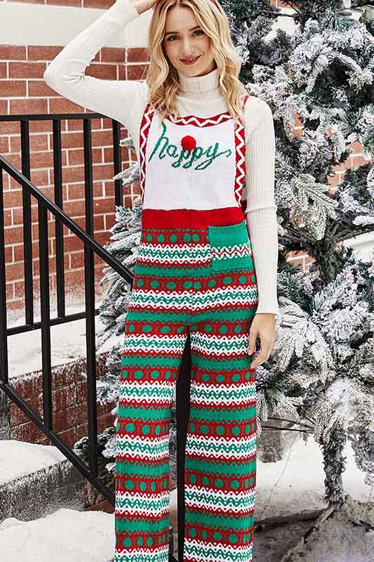 Knitted Christmas Snowflake Jumpsuit for Women