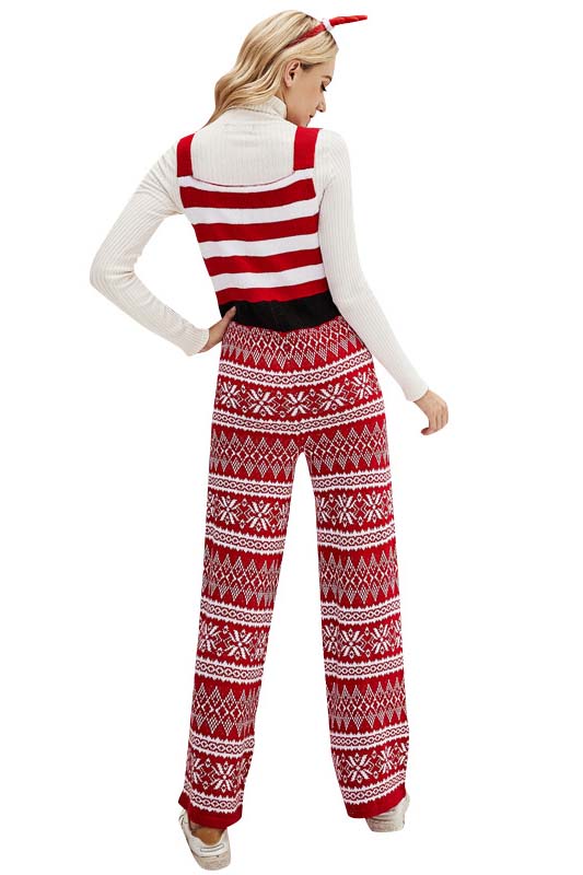 Knitted Christmas Snowflake Jumpsuit for Women