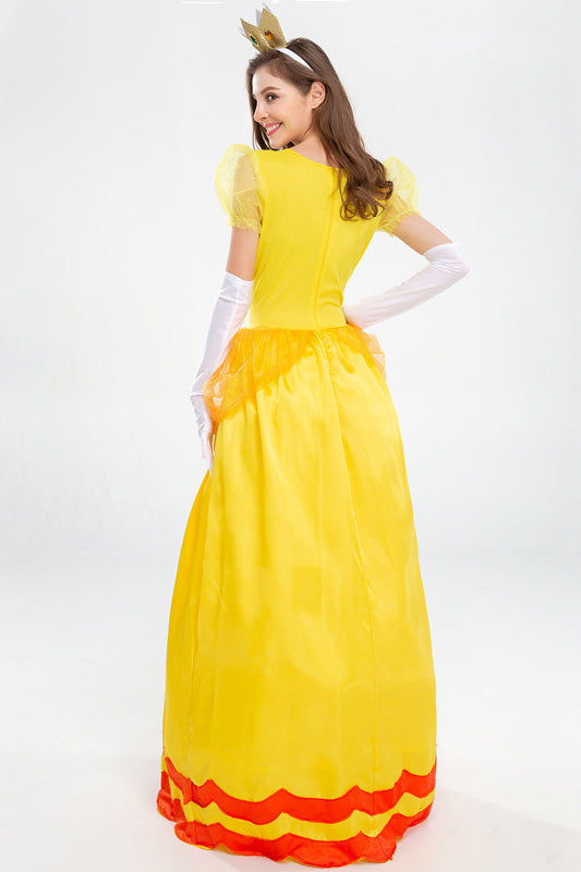 Adult Princess Daisy Costume with Gloves and Crown