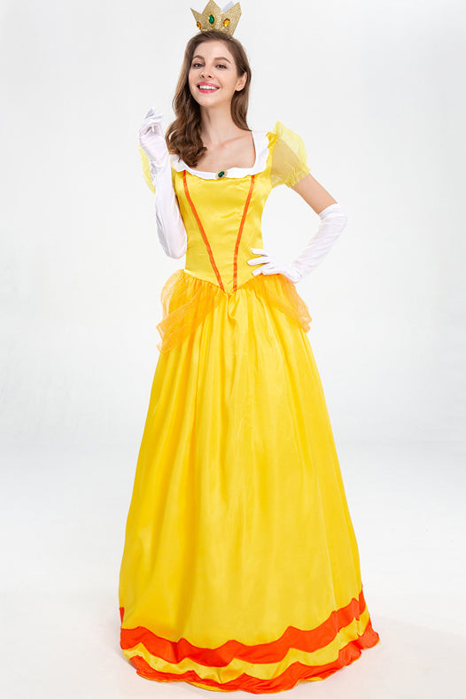 Adult Princess Daisy Costume with Gloves and Crown
