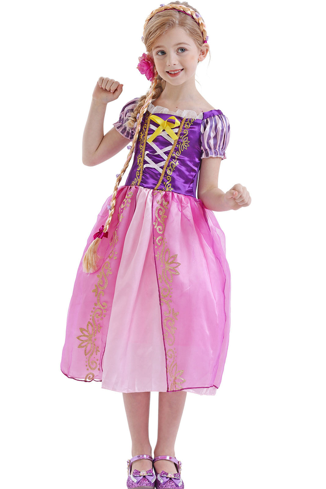Girls Elsa Dress Puff Sleeve Princess Costume