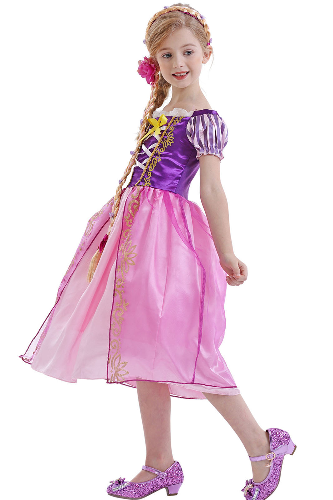 Girls Elsa Dress Puff Sleeve Princess Costume