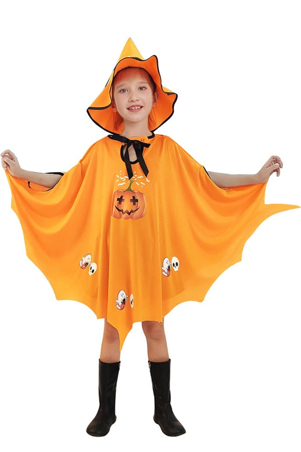 Pumpkin Witch Cloak Halloween Costume for Kids