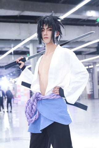 Cosplay Sasuke Uchiha White Costume Set For Adult