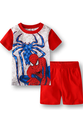 Boys Spiderman Pajamas Short Sleeve