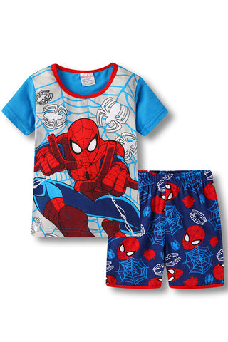 Boys Spiderman Pajamas Short Sleeve